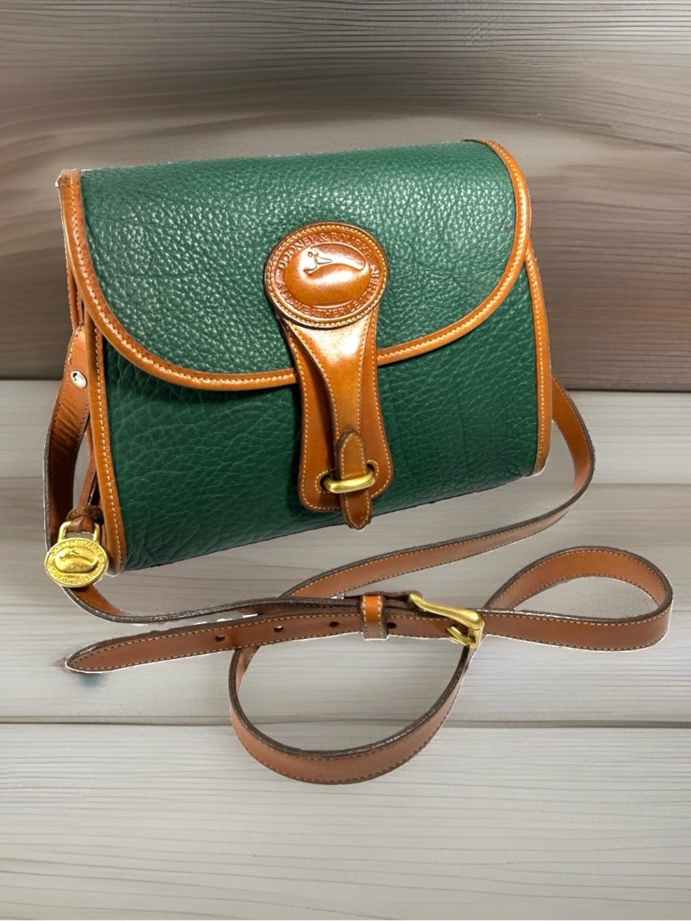 🦆 DOONEY & BOURKE ESSEX FIR GREEN BRITISH TAN 90”S PEBBLED AWL VINTAGE MEDIUM